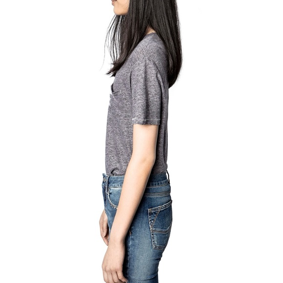 ZADIG&VOLTAIRE | Amber Lin Word Linen T-Shirt Size S - Picture 2 of 10